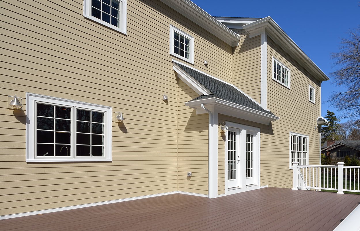 Freshly installed siding on home